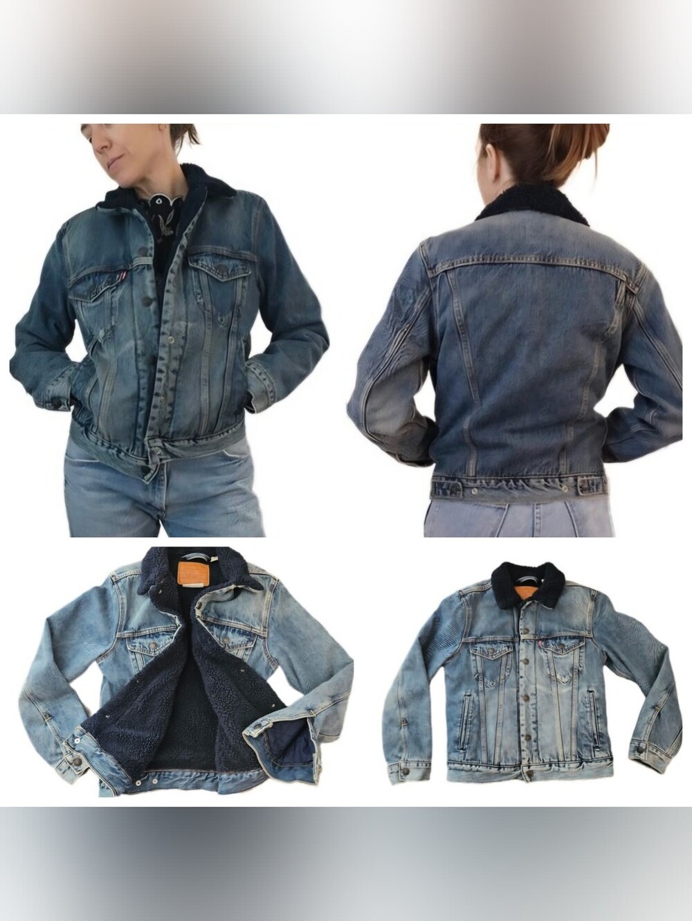 XS Levi's Blue Denim Jacket with  Sherpa Lining
